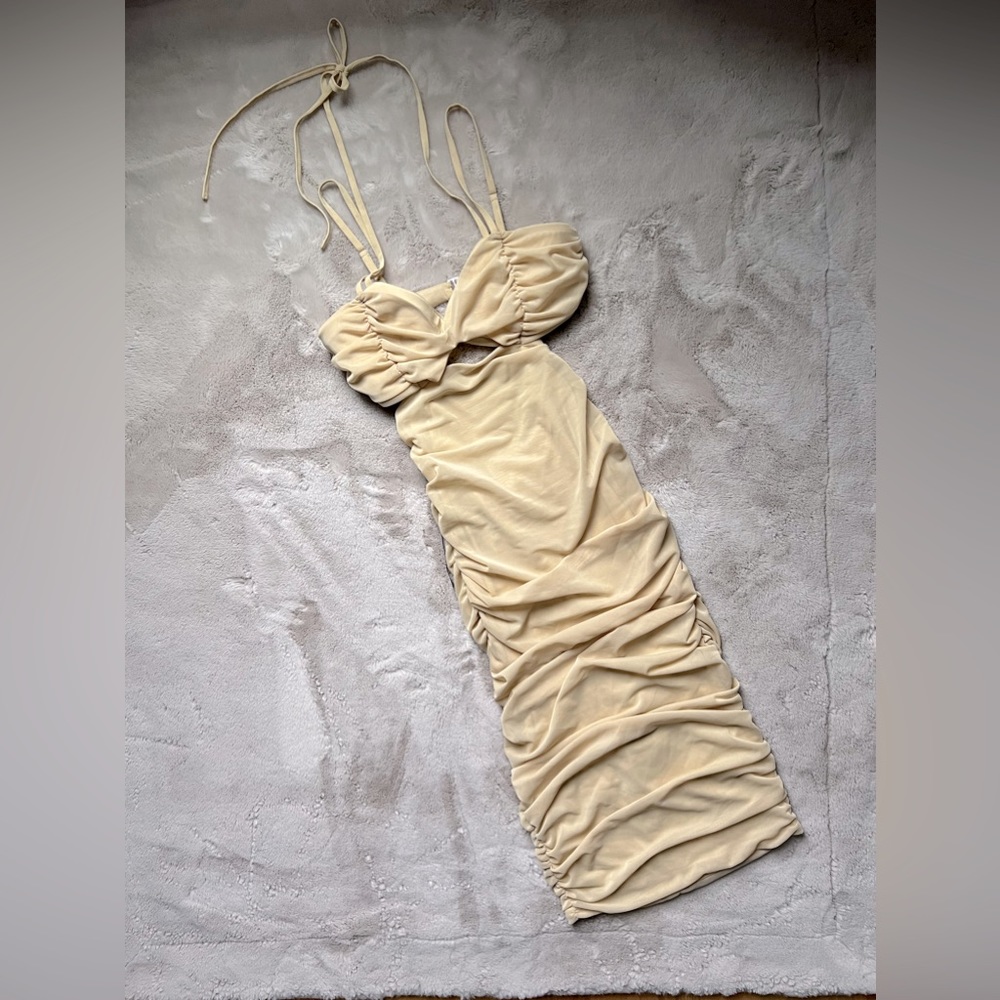 Beige scrunched dress from Forever 21